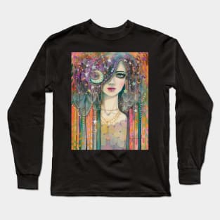 Galaxy Girl Boho Fantasy Art Star Gypsy by Molly Harrison Long Sleeve T-Shirt